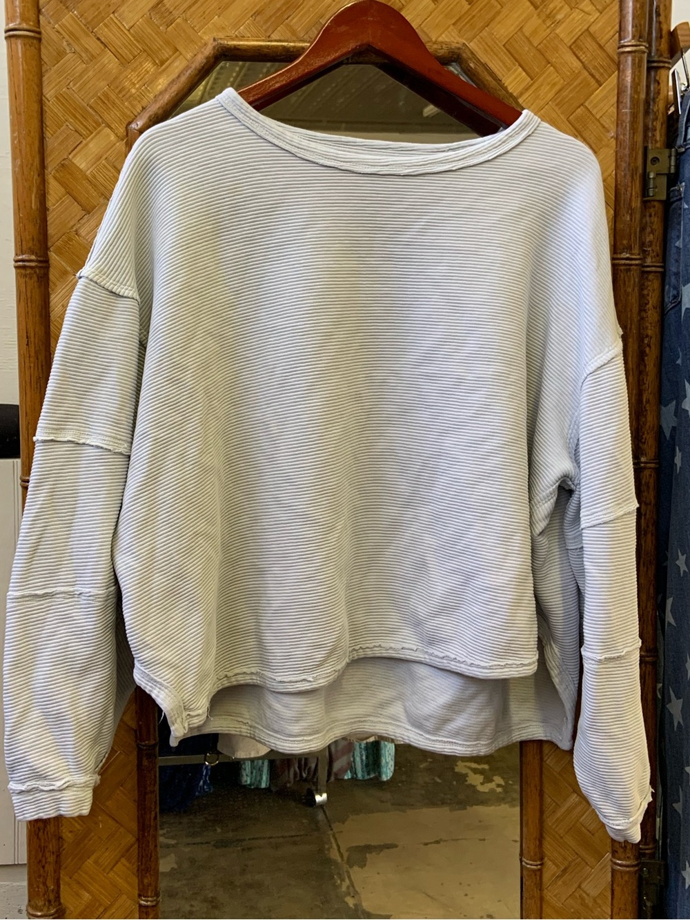We The Free oversize soft white blue ribbed sweater